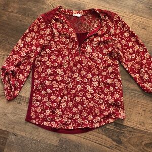 Maurices Burgundy Floral Blouse